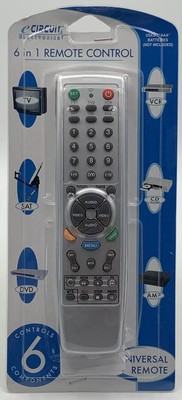 New e-Circuit Universal Remote Control 6 in 1 TV DVD CD VCR Satellite Amplifier