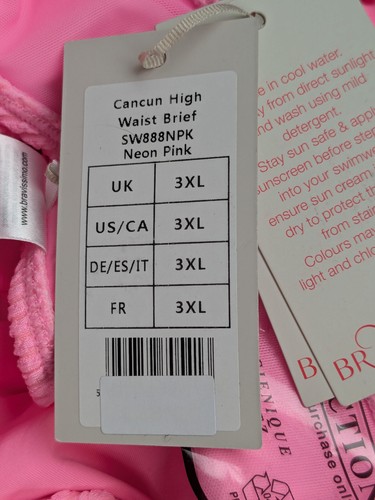 Bravissimo Cancun 2 Pc Bikini Top & High Waist Brief Neon Pink 40G Top/3XL Brief - Picture 15 of 16