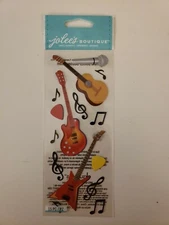 Jolees Boutique scrapbooking stickers Guitars and Music Notes microphone