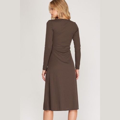 Long Sleeve Midi Dress | Ribbed | Knit | Womens | Fall Fashion | Casual Comfort - Picture 9 of 20