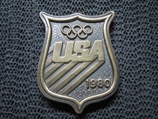 1980 USA OLYMPICS SHIELD BELT BUCKLE VINTAGE RARE BERGAMOT BRASS WORKS 1980s