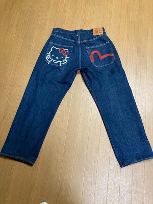 Japanese Fabrics EVISU Jeans HelloKitty Collaboration Denim Pants