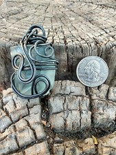 Handmade Unisex Wire Wrapped Green Sea Glass Crystal Jewelry Necklace Pendant 8