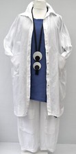 Plus Size La Bass Linen White Embroidered Long Jacket/shirt Size 18-22