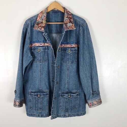 Bill Blass Denim Floral Tapestry Jacket 