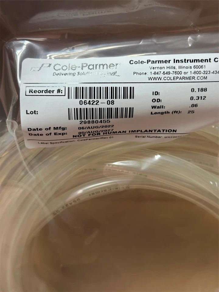 25' Cole-Parmer MasterFlex CFle Clear Transfer Tubing 06422-08 3/16" ID 5/16" OD - Image 4 of 4