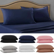 1/2Set Satin Silk Cloth Bed PillowCase Covers Ultra Soft Solid Pillow cases