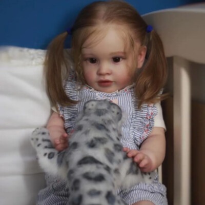 Artist Painted 26'' Reborn Doll Realistic Baby Girl with Cloth Body Rooted Hair 