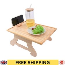 Sofa Armrest Tray Chair Arm Table Foldable Wooden 360° Rotating Phone Holder New