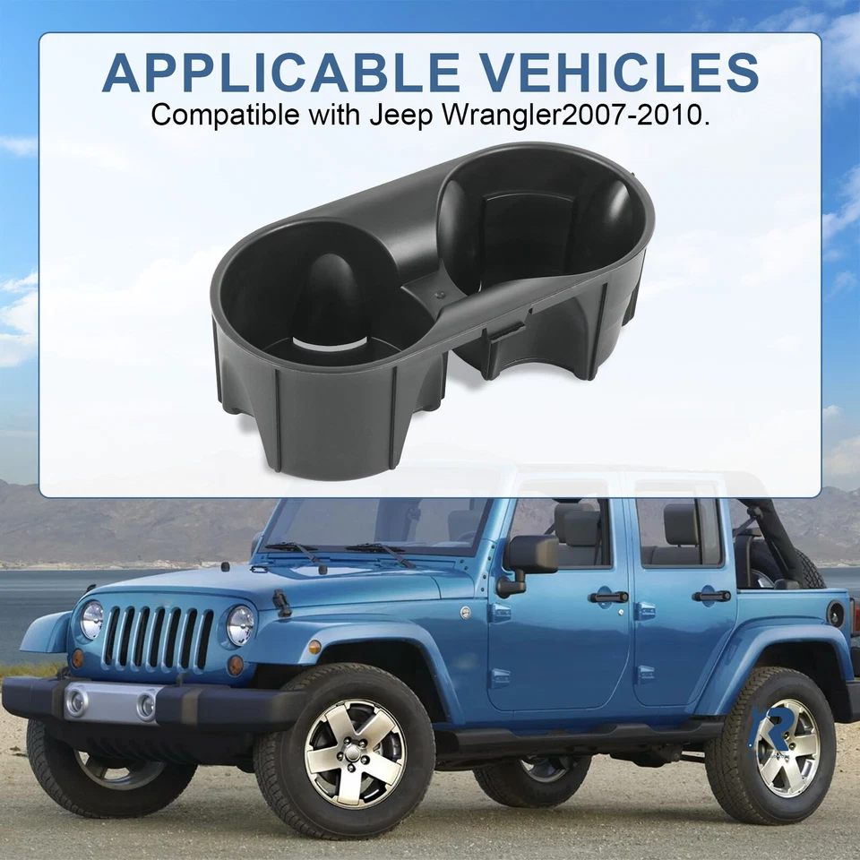 NUEVO Portavasos consola frontal negro apto para Jeep Wrangler 2007-2010 1FH72XDVAA Foto 3 de 4