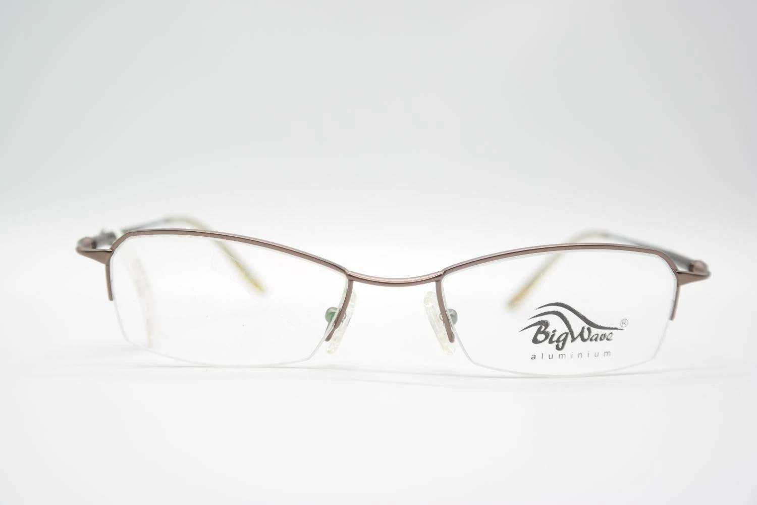 Vintage Big Wave 503 Aluminum Bronze Half Rim Glasses Frame NOS