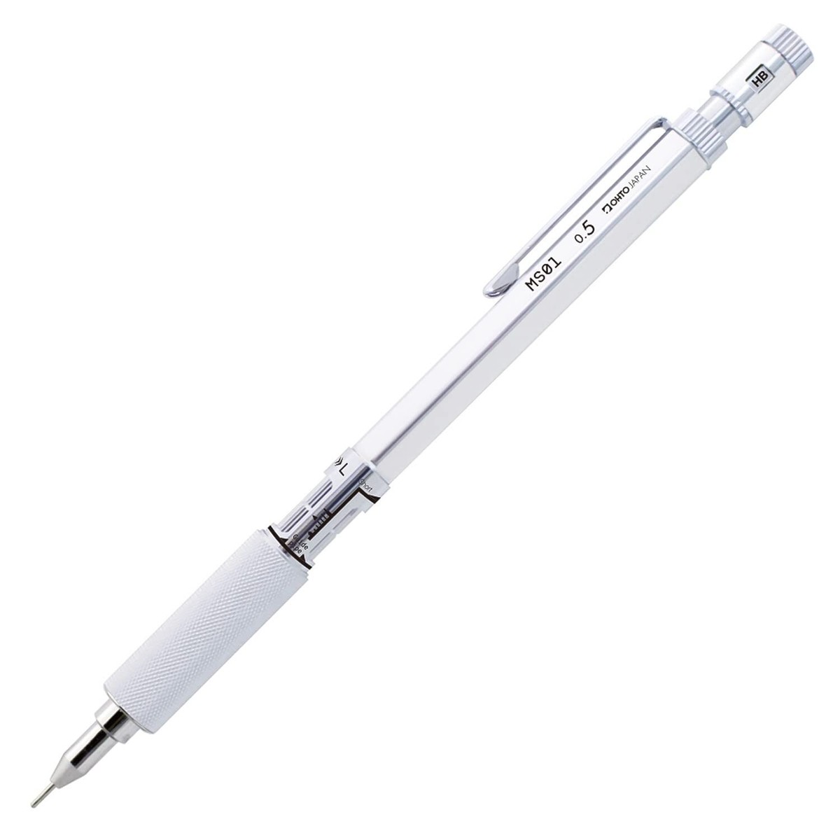 auto Mechanical pencil 0.5mm MS01-SP5-SV White Brass Aluminum Made