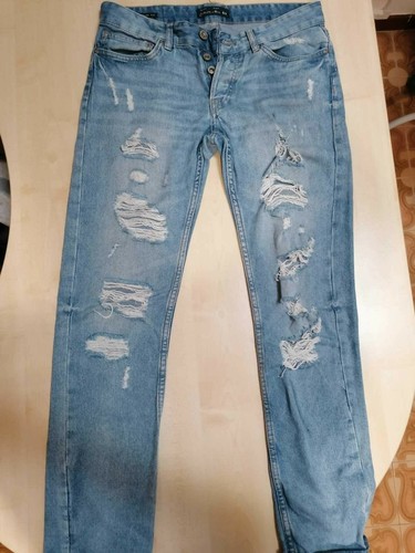 jeans con strappi pantalone calliope man ragazzo taglia 44 c/ bottoni moda  uomo | eBay
