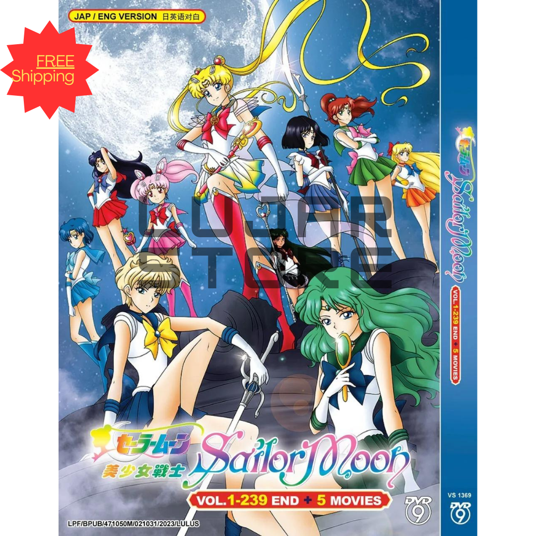 SailorMoon Complete Set 1-6vol.1-239 End+5 Movie ANIME DVD English