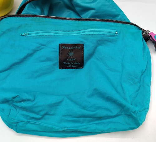 Gabs Turquoise Blue Nylon Zipper Closure Crossbody Shoulder Bag - Made In Italy - Picture 19 of 20