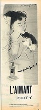 PUBLICITE ADVERTISING 124  1957  COTY   eau de cologne parfum l'AIMANT