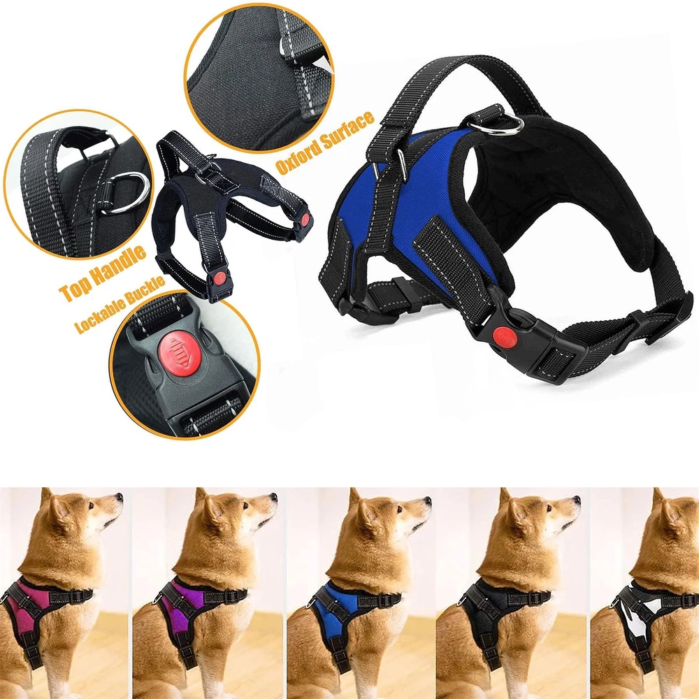 Dog Harness No Pull Strong For Anti Pull Adjustable Soft Reflective Safety Vest