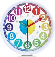Lafocuse Kinder Wanduhr 3D Ziffern Lautlos Bunt 30Cm Lernuhr Ohne TickgeräUsche