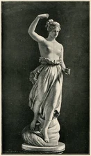 Hebe Greek goddess, engraving of Canova sculpture, 1902 vintage engraving