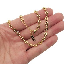 Genuine 18K Yellow Gold Filled 16"/17" 4.5mm Puffy Mariner Link Chain Necklace