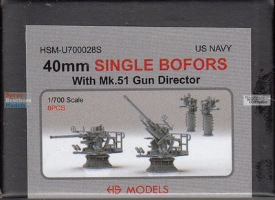 HSMU700028U 1:700 HS Models US Navy 40mm Single Bofors with Mk.51 Gun Director