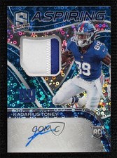 2021 Panini Spectra Aspiring Neon Blue Prizm 34/35 Kadarius Toney Patch Auto rv1