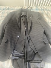 Jack Martin Men’s 3 Piece Suit Black Copper Pinstripe 36 Excellent Condition