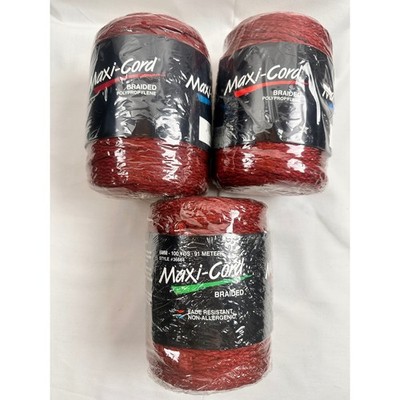 3 Pack Maxi-Cord Braided Macrame Polypropylene Crimson 6mm 100 Yds Each Crafting