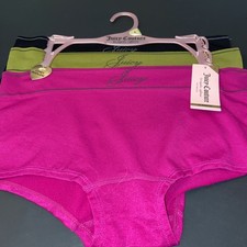 THREE PACK JUICY COUTURE ASSORTED COLOR SEAMLESS PANTIES/ LARGE /MSRP 28