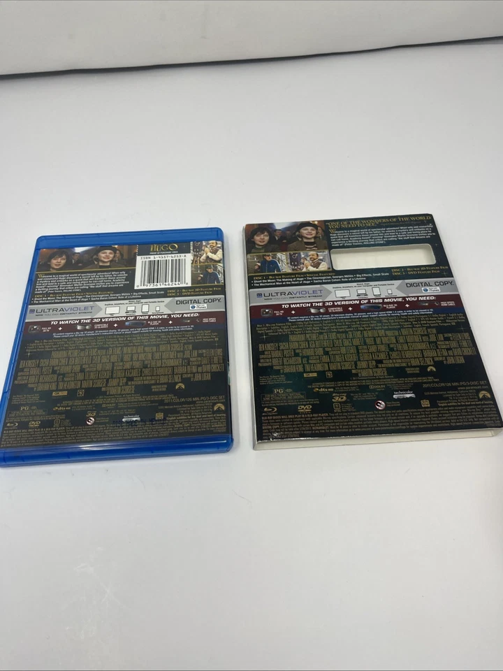 Hugo 3D (Blu-ray/3D/DVD), 3-Disc Set) w/Complete w/ Slipcover Tested Works Great - Image 2 of 4