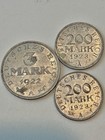 Germany 1922-A 3 Mark Coin And 1923-A 2 Mark Coins Weimar Republic — photo 2