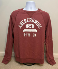 Abercrombie  Fitch Men's Long Sleeve Crewneck XL Sweatshirt Maroon Cotton Blend