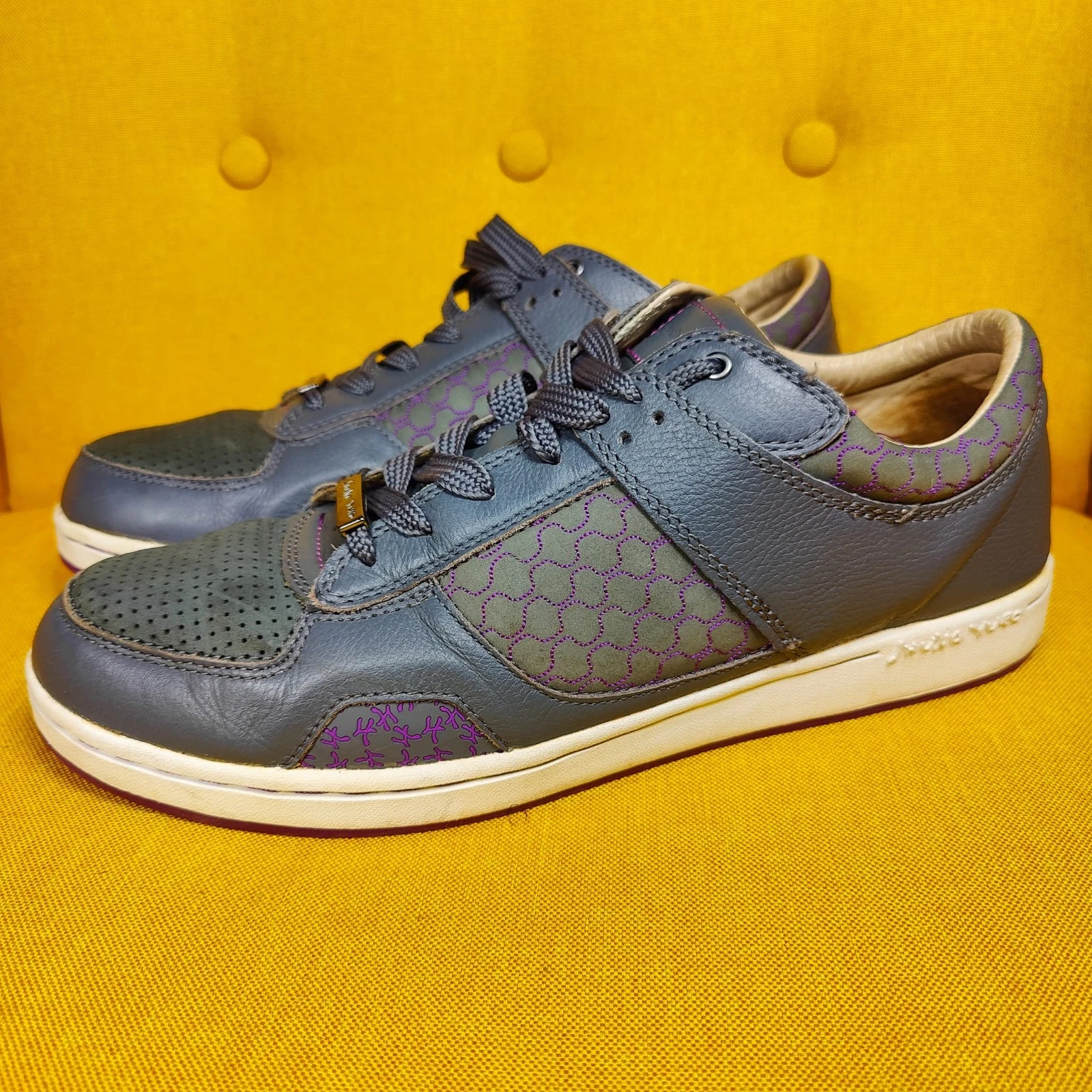 Jhung Yuro Cup Low Leather Casual Grey Purple Sneakers Mens Shoes Size 11Jhung