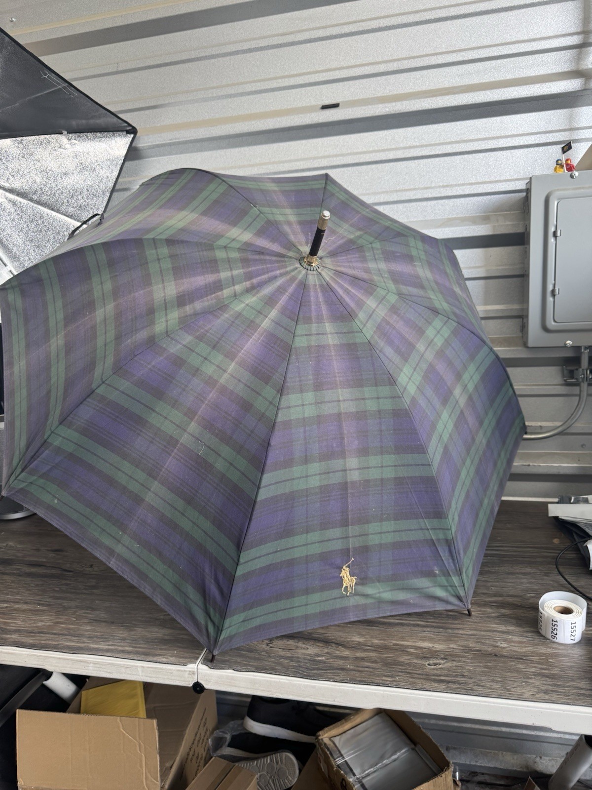 Vintage 90’s Polo Ralph Lauren Tartan Plaid Doorman Hook Umbrella Unisex