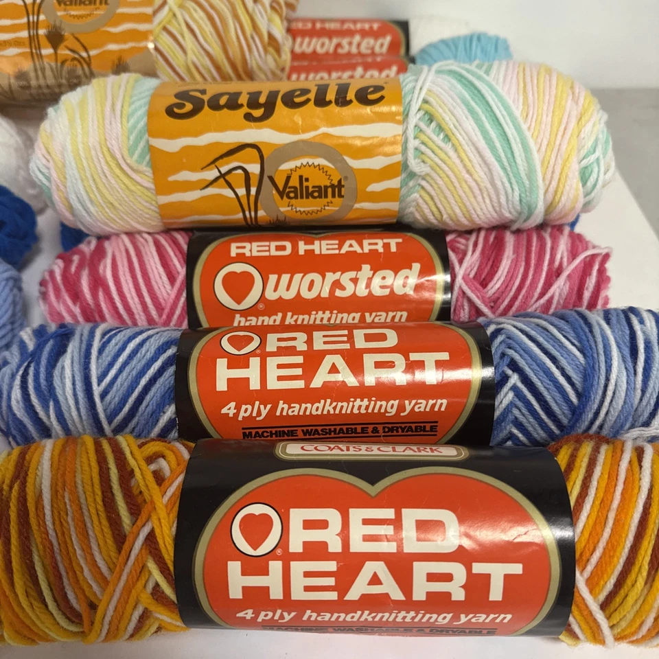 复古 批量 Red Heart Sayelle Worsted Wintuk 丙烯酸 Orlon 4 层针织纱线 — 第 2/4 张图片