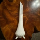 Vintage LE Smith White Milk Glass Swung Vase Hobnail 3 Toe 15 Inch Tall Stretch
