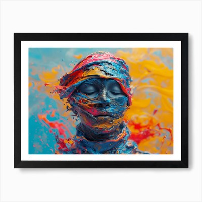 Psychedelic Portrait: Vibrant Expre Framed Wall Art Poster Canvas Print Picture
