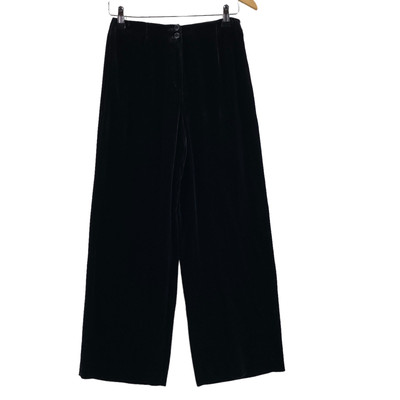 Talbots Wide Leg Pants Womens 2 Black Velvet Rayon Silk Blend NEW
