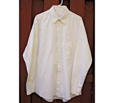 Ermenegildo Zegna Mens Cream Dress Shirt 42 16.5 Long Sleeve Cotton Classic Fit