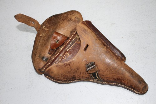 Original WWII Military Luger Brown Leather Pistol Holster . *1