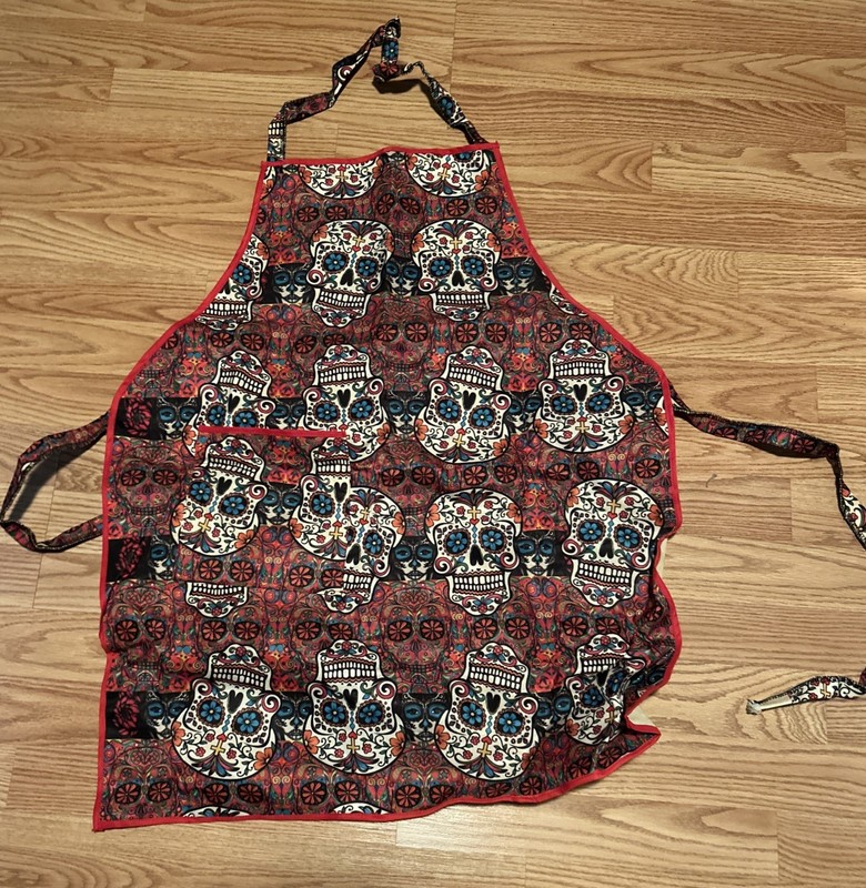 Colorful Sugar Skull Apron – Mexican Day of the Dead Themed Apron with Floral...