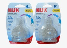 2 - Nuk Smooth Flow Baby Bottle Silicone Replacement Nipples - 2 Ea. - 4 Total
