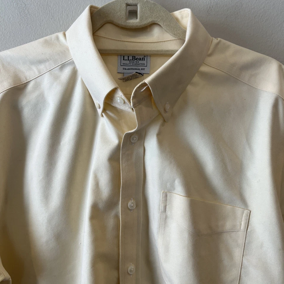 L.L. Camisa de vestir Bean ajuste tradicional con botones para hombre 16 1/2-32 crema carrera Foto 4 de 4