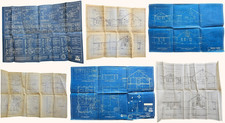 Lot of 5 Architectural Drawings Vintage Blueprints Home Plans HomOgraf 1950s MCM