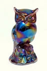 Fenton Glass ~ Owl Figurine ~ Amethyst and Irridescent ~ Carnival Glass