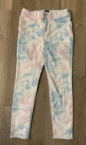 Gap Denim Girl’s 8 Light Pink & Blue Stretch Jegging Ankle Jeans With Adj Waist