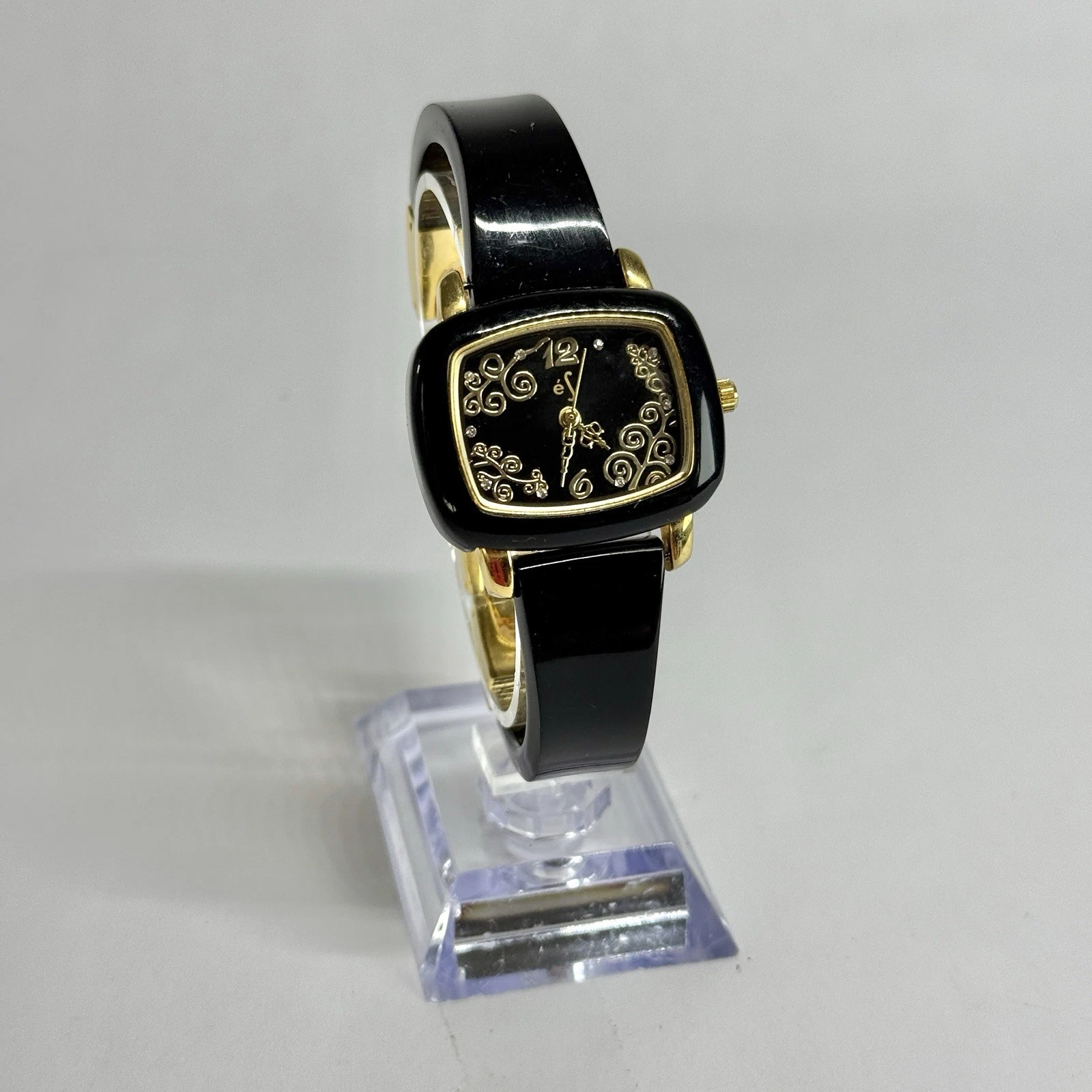 eS E11018 Analog Quartz Floral Gold Tone Women Vintage Watch W633 *WORKING