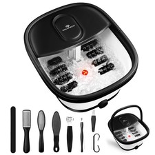 SPA4PIEDS Collapsible Foot Spa Bath w/Heat, Massage Rollers, Pedicure Kit