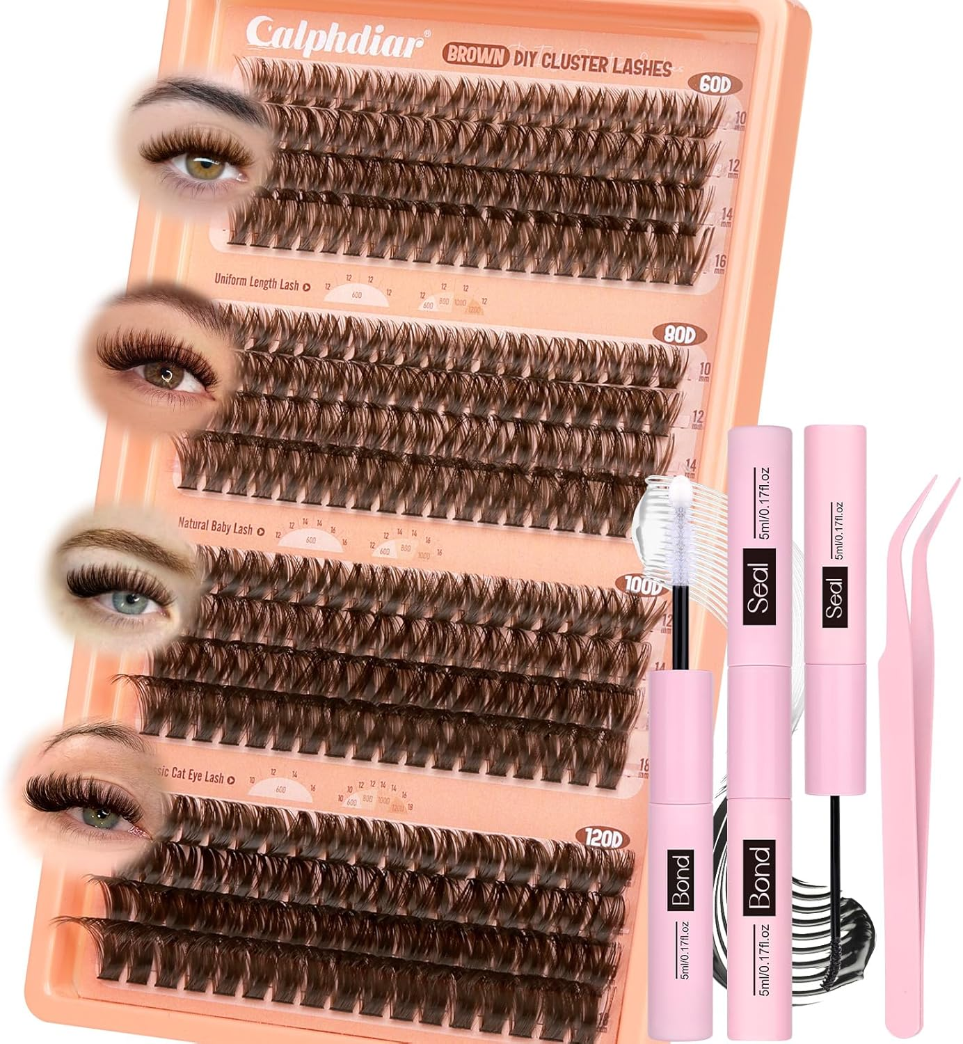 Brown Cluster Lashes Kit Individual Eyelashes D Curl Lashes Individual Cluster K
