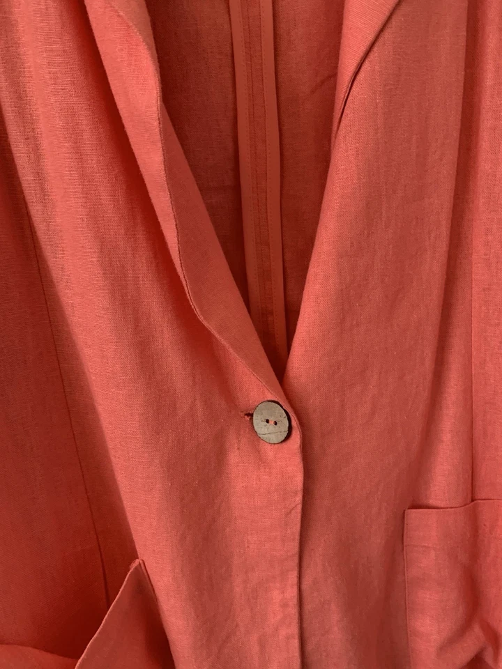 Блейзер женский Ellen Tracy льняной вискозный с рукавами 3/4 XL на одной пуговице легкий - Изображение 3 из 4